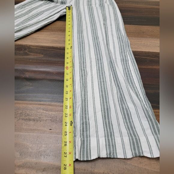 JAPNA Cotton Ivory Grey Jumpsuit  Wide Leg Open Back Striped Stretch Buttoned S - Picture 9 of 10